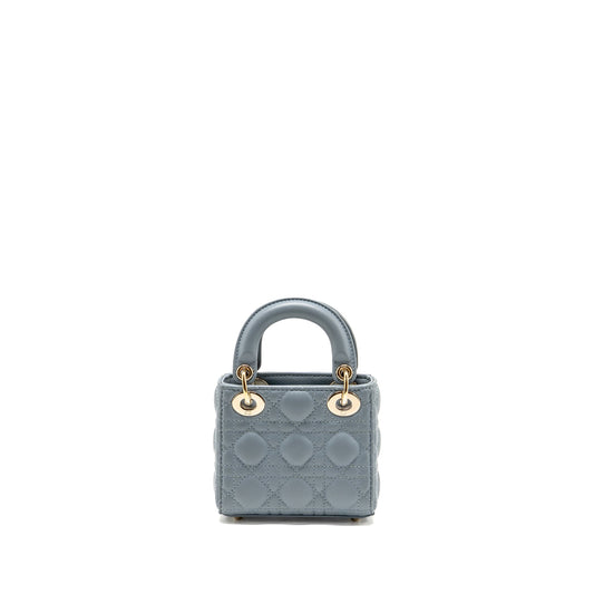 Dior Micro Lady Dior Cannage Lambskin Grey LGHW