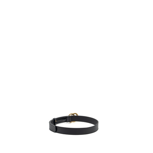 Gucci size 75 GG marmont thin belt black GHW