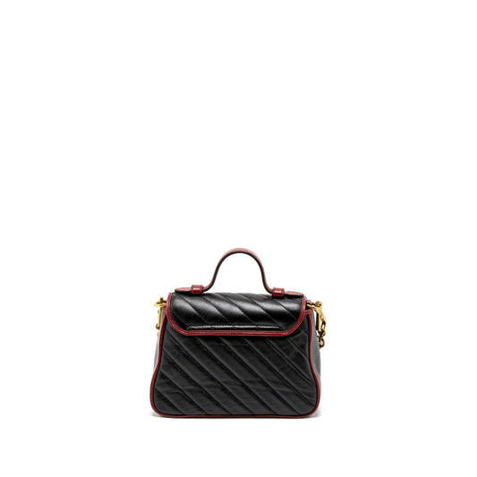 Gucci GG Marmont Mini Top Handle Bag Calfskin Black/Red GHW