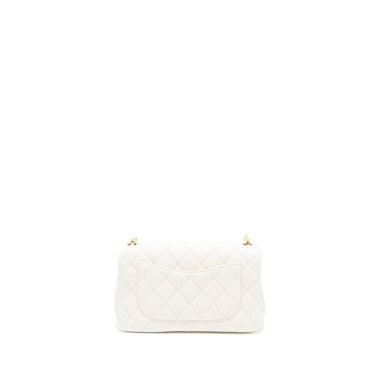 Chanel 23C Pearl Crush Mini Rectangular Flap Bag Lambskin White LGHW (Microchip)