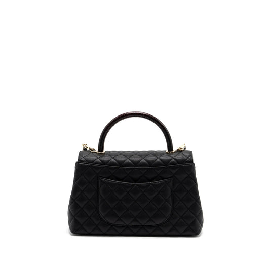 Chanel Medium Coco Handle Lizard Embossed Handle Caviar Black LGHW (Microchip)