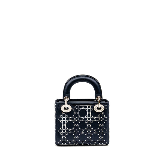 Dior Mini Lady dior satin crystal Dark blue SHW