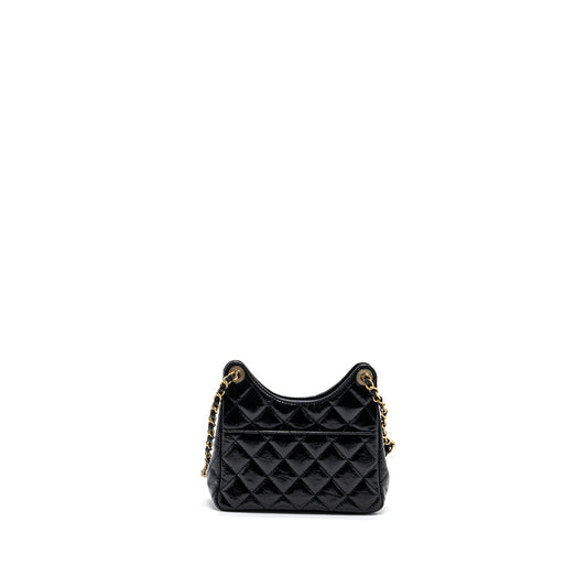 Chanel 23C Small HOBO Bag Shiny Calfskin Black GHW (Microchip)