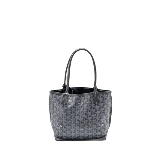 Goyard Mini Anjou Tote Bag Goyardline Canvas / Leather Grey SHW