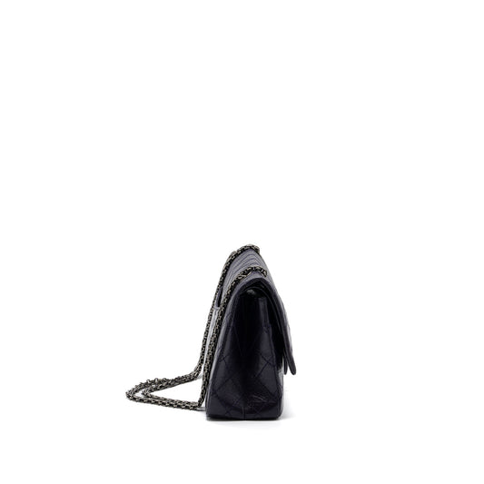 CHANEL Large 2.55 REISSUE FLAP BAG AGED CALFSKIN DARK PURPLE RUTHENIUM HARDWARE