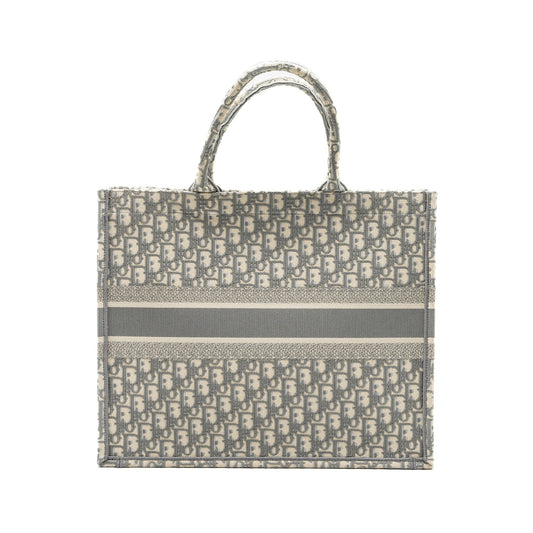 Dior Large Book Tote Dior Oblique Embroidery Ecru/Grey