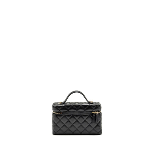 Chanel 25p CC Top Handle Vanity with Chain Caviar Black LGHW (microchip)