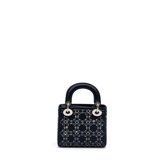 Dior Mini Lady Dior Satin Crystal Dark Blue SHW