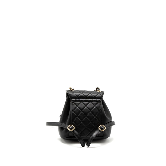 Chanel Mini Duma Backpack Lambskin Black LGHW (Microchip)