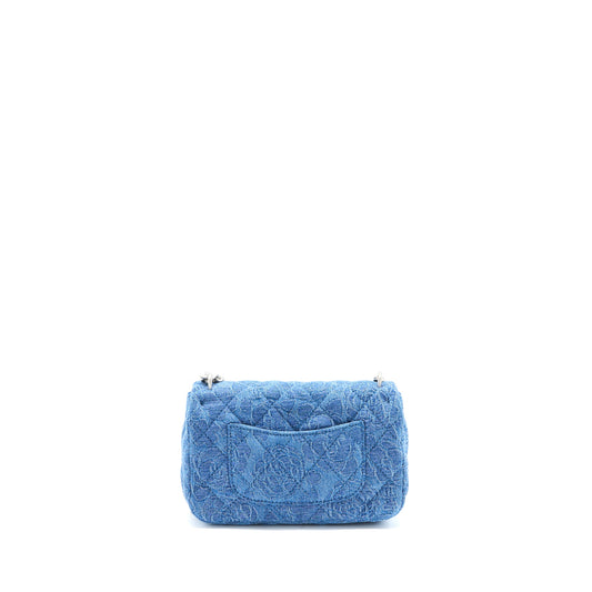 Chanel 23P Mini Coco Love Flap Bag Camellia Denim Blue SHW (Microchip)