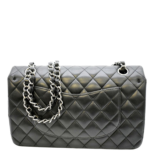 Luxury Chanel Classic Medium Double Flap Quilted Leather Shoulder Bag Black