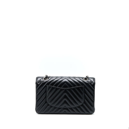 Chanel Medium Classic Double Flap Bag Chevron Caviar Black SHW