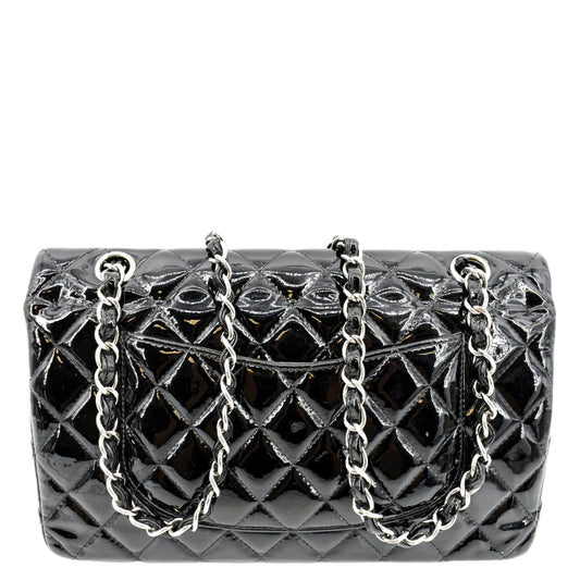 Luxury Chanel Classic Medium Double Flap Patent Leather Shoulder Bag Black