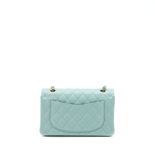 Chanel 22C Small Classic Double Flap Bag Caviar NG124 Greyish Green LGHW (Microchip)