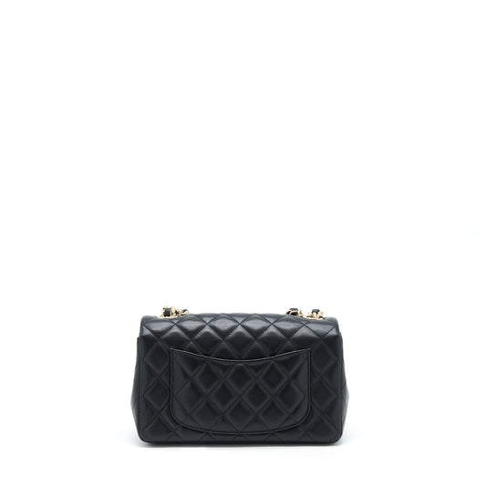 Chanel Mini Rectangular Flap Bag With Bag Charms Giant Chains Lambskin Black GHW