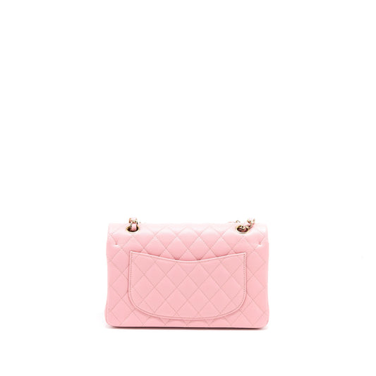 Chanel 22C Small Classic Double Flap Bag Caviar Pink LGHW (Microchip)