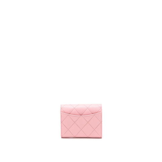 Chanel 22C Flap Card Holder with Chain Caviar Pink LGHW