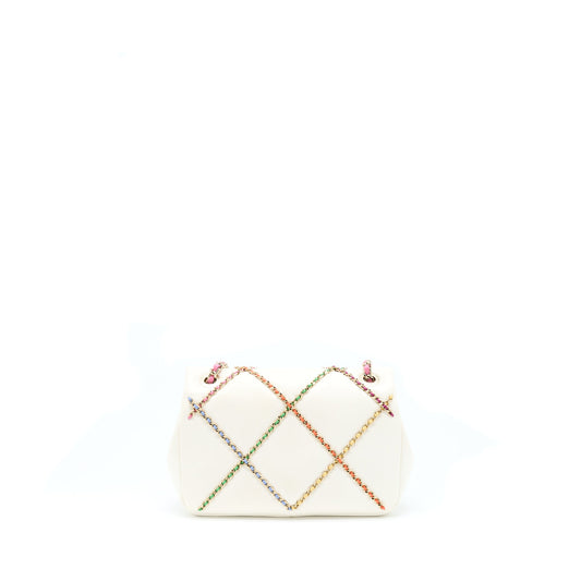 Chanel Small Flap Bag Lambskin White/Multicolor LGHW