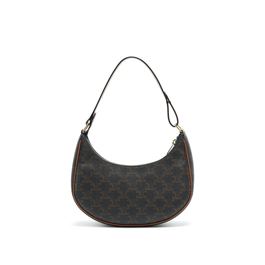 CELINE AVA BAG IN TRIOMPHE CANVAS AND CALFSKIN TAN