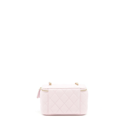 Chanel 22P Long Vanity Case With Logo Chain Caviar Light Pink LGHW