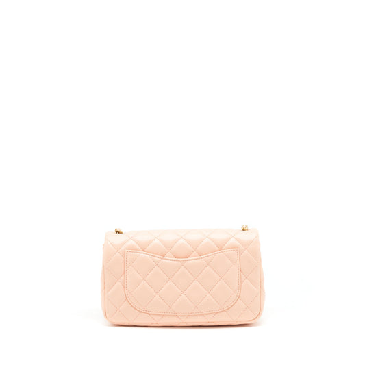 Chanel 22C Pearl Crush Mini Rectangular Flap Bag Lambskin Light Orange / Peach GHW