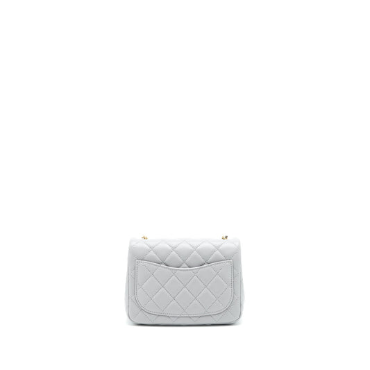 Chanel 21B Pearl Crush mini square Flap Bag grey GHW