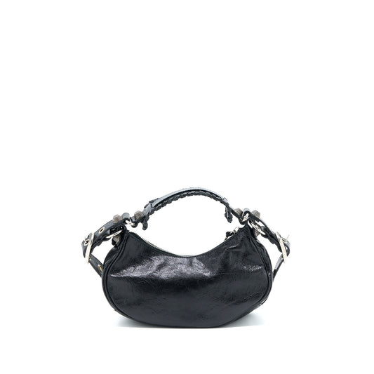 Balenciaga Le Cagole XS Shoulder Bag Arena Lambskin Black SHW