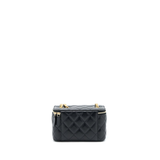Chanel 22K Gold Pillar Adjustable Chain Long Vanity Lambskin Black GHW (Microchip)