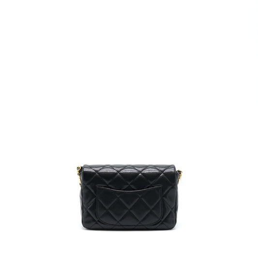 Chanel 22A Small Flap Bag Caviar Black Brushed Gold Hardware(Microchip)