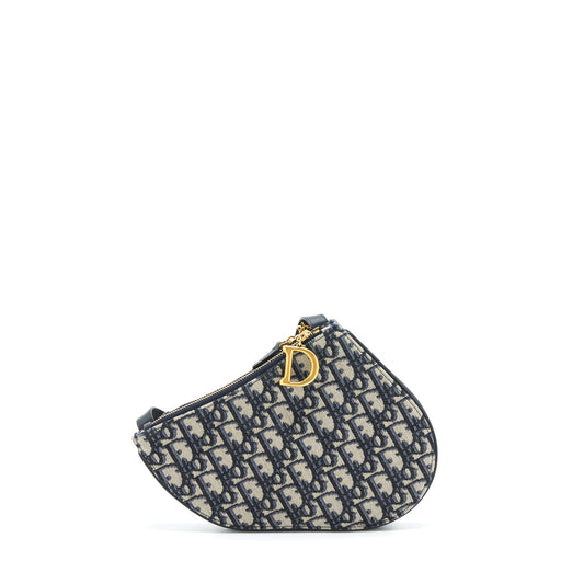 Dior Saddle Pouch Blue Oblique Canvas GHW