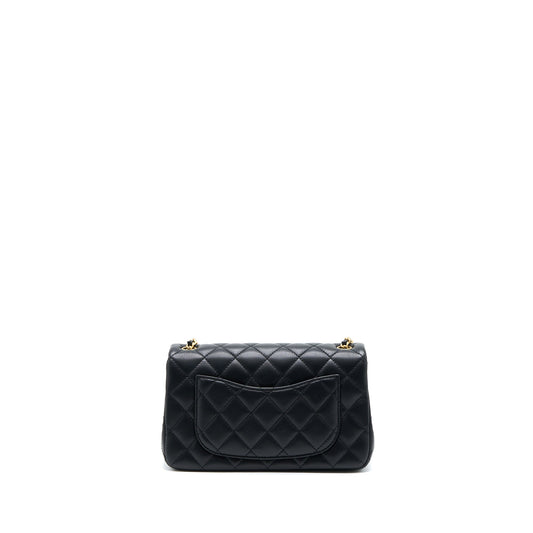 Chanel 23C Pearl Crush Mini Rectangular Flap Bag Lambskin Black Brushed GHW (Microchip)