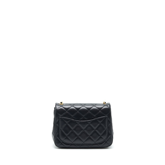 Chanel 22S Pearl Crush Mini Square Flap Bag Lambskin Black GHW (Microchip)