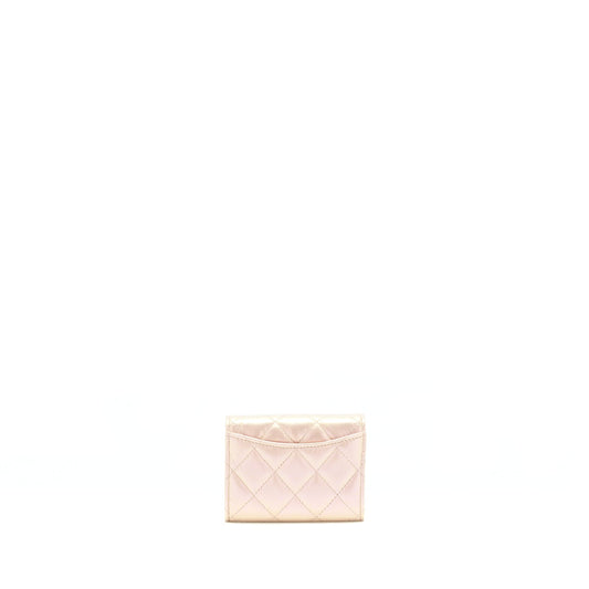 Chanel Iridescent Card Holder Calfskin Pink SHW