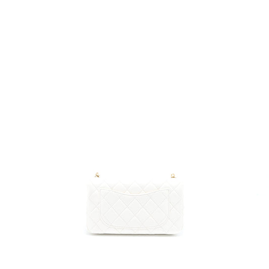 Chanel Pearl Crush Mini Rectangular Flap Bag Lambskin White GHW