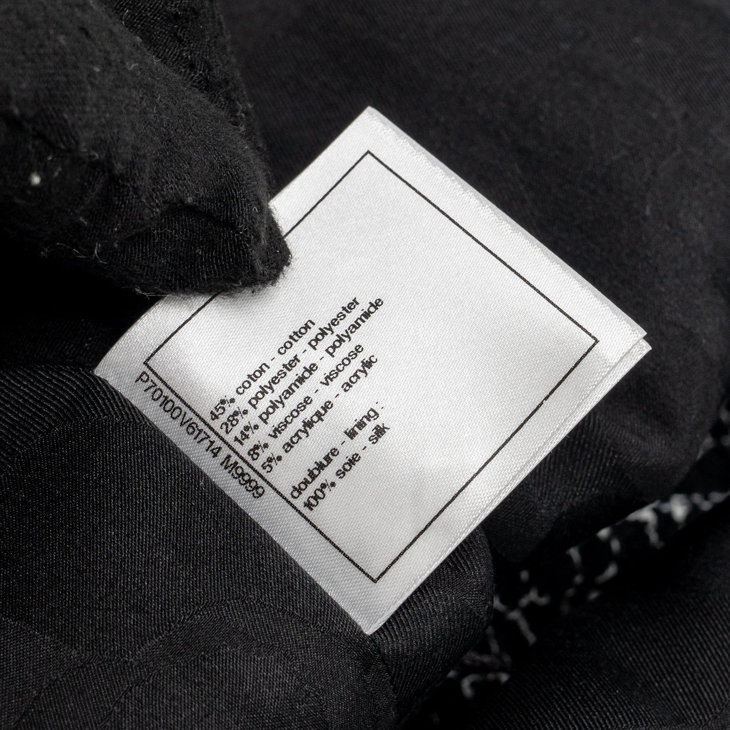 Chanel Size 36 21P Tweed Midi Dress Cotton/Polyester Black / White