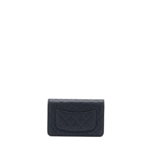 Chanel 23C Giant CC Logo Wallet on Chain Caviar Black LGHW (Microchip)
