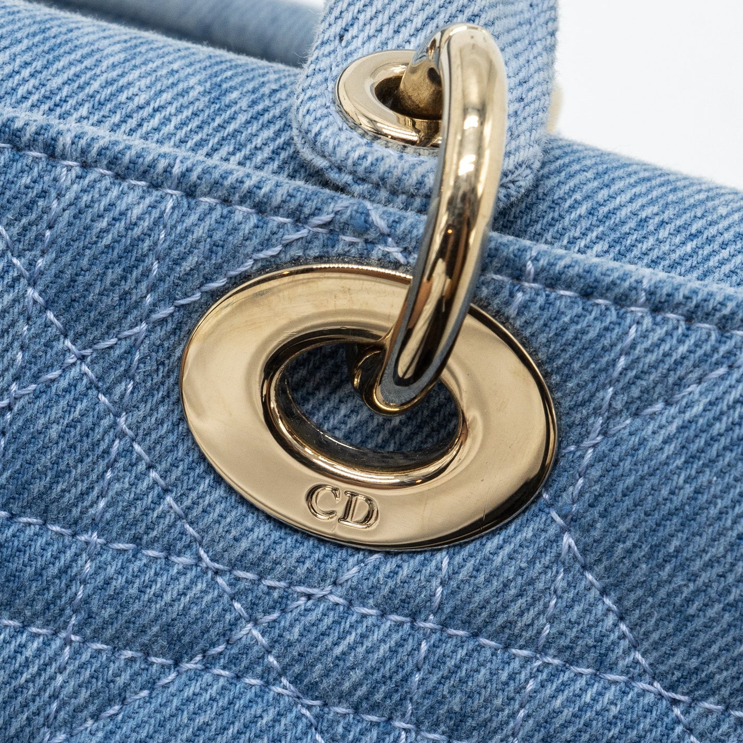 DIOR SMALL LADY D-JOY BAG MACROCANNAGE DENIM BLUE LGHW