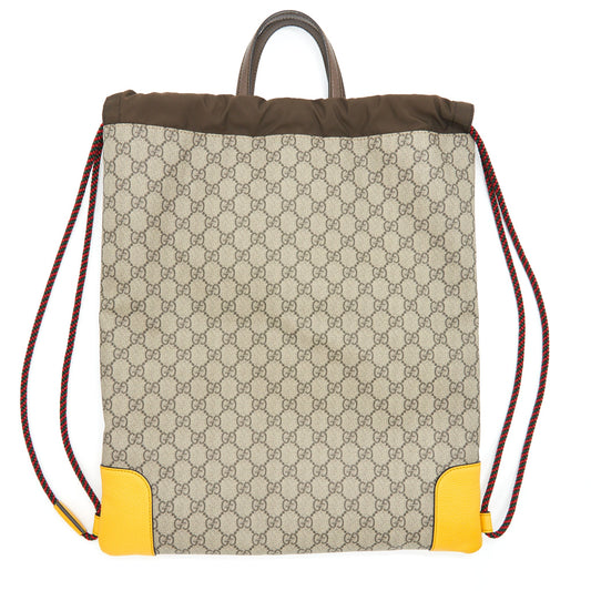 Gucci Drawstring Backpack GG Supreme Beige/Yellow GHW