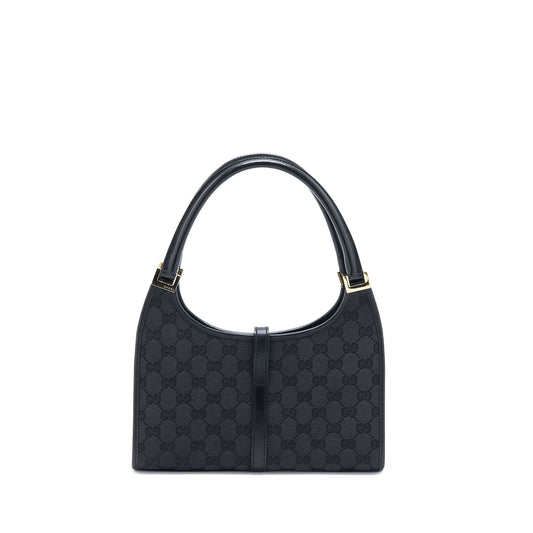 Gucci Vintage Jackie Bag GG Printed Canvas Black GHW