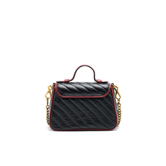 GUCCI GG MARMONT MINI TOP HANDLE BAG BLACK GHW
