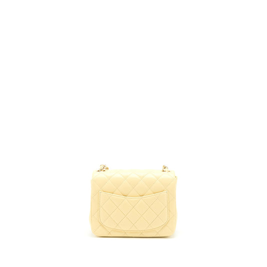 Chanel Mini Square Flap Bag Lambskin Light Yellow LGHW