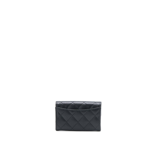 Chanel Classic Quilted Flap Card Holder Caviar Black GHW (Microchip)