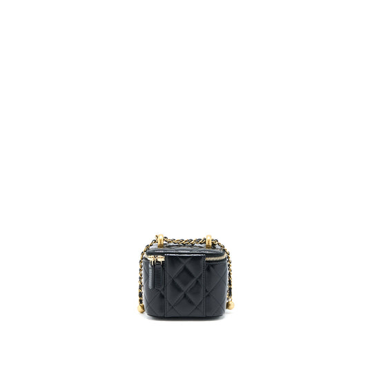 Chanel 21A Gold Crush Mini Vanity Case Calfskin Black Brushed GHW