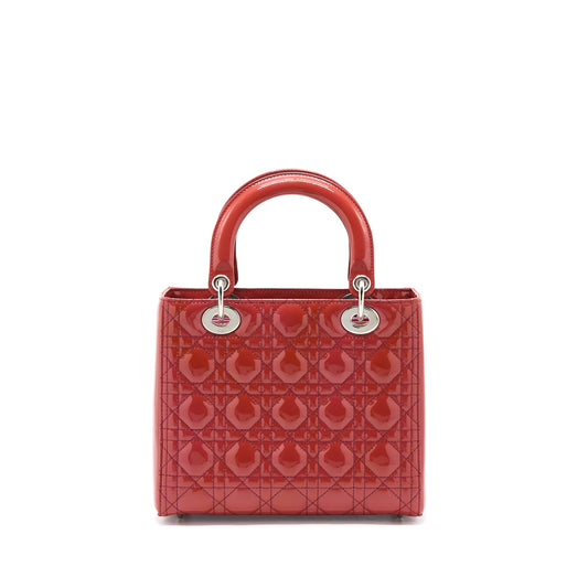 Dior Medium Lady Dior Patent Orange SHW