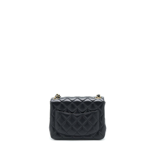 Chanel Mini Square Flap Bag Lambskin Black GHW (Microchip)