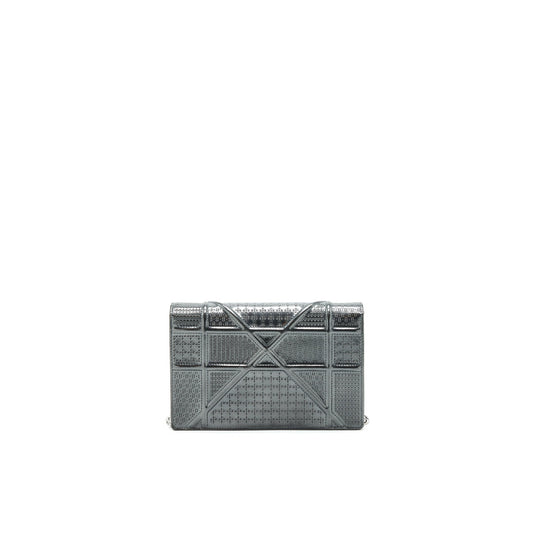 CHRISTIAN DIOR DIORAMA WALLET ON CHAIN METALLIC BLACK SHW