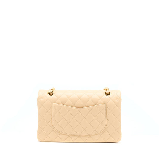 Chanel Medium Classic Flap Bag Lambskin Beige LGHW (Microchip)
