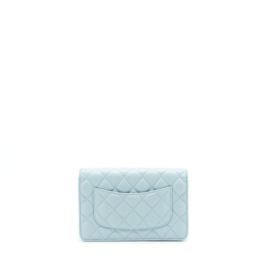 Chanel 22P Wallet On Chain With CC Logo Chain Caviar Light Blue LGHW