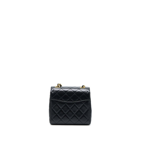 Chanel 22K Retro Classic New Square Mini Flap Bag Goatskin Black GHW (Microchip)