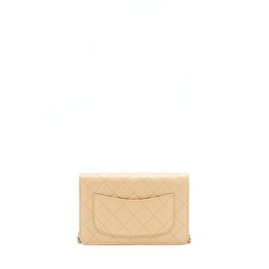 Chanel Classic Wallet On Chain Lambskin Beige LGHW(Microchip)